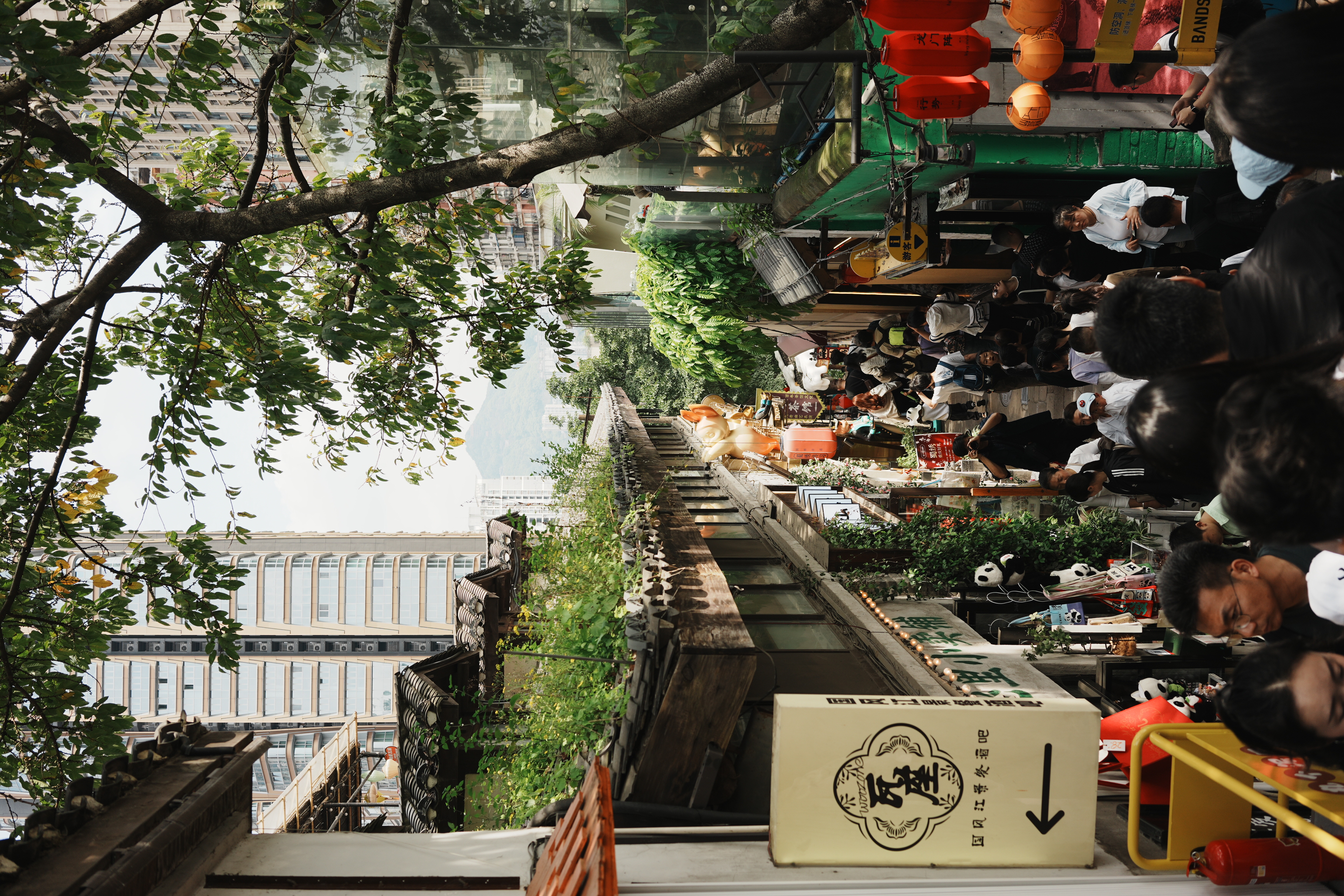 bustling pedestrian shopping street