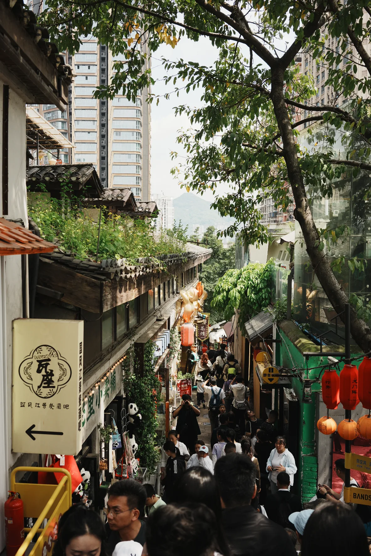 bustling pedestrian shopping street