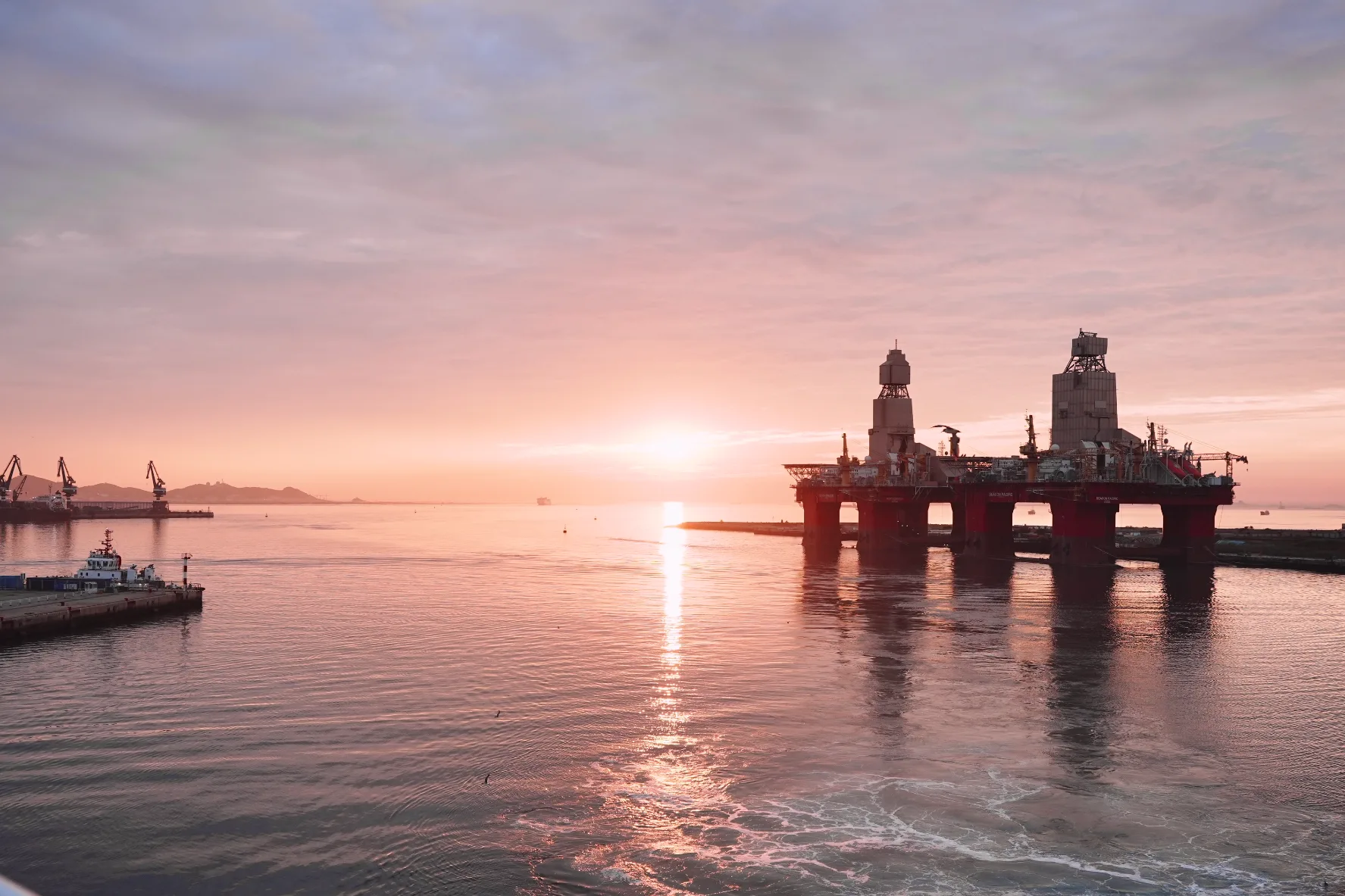 bright sunrise with docks visible